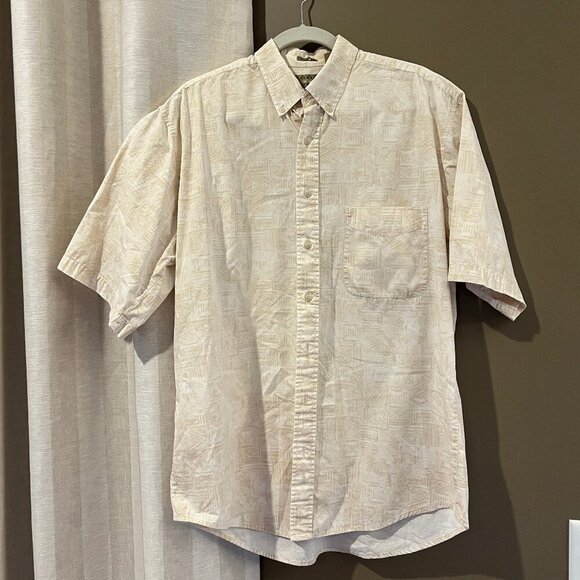 Men's Natural Issue Short Sleeve Patterned Cotton Shirt, Size Large Tall - Picture 1 of 10
